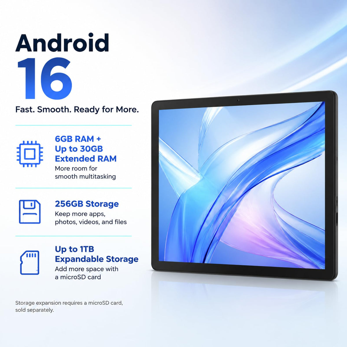 10.1 Inch Android 16 Tablet with 36GB RAM 256GB ROM A658499