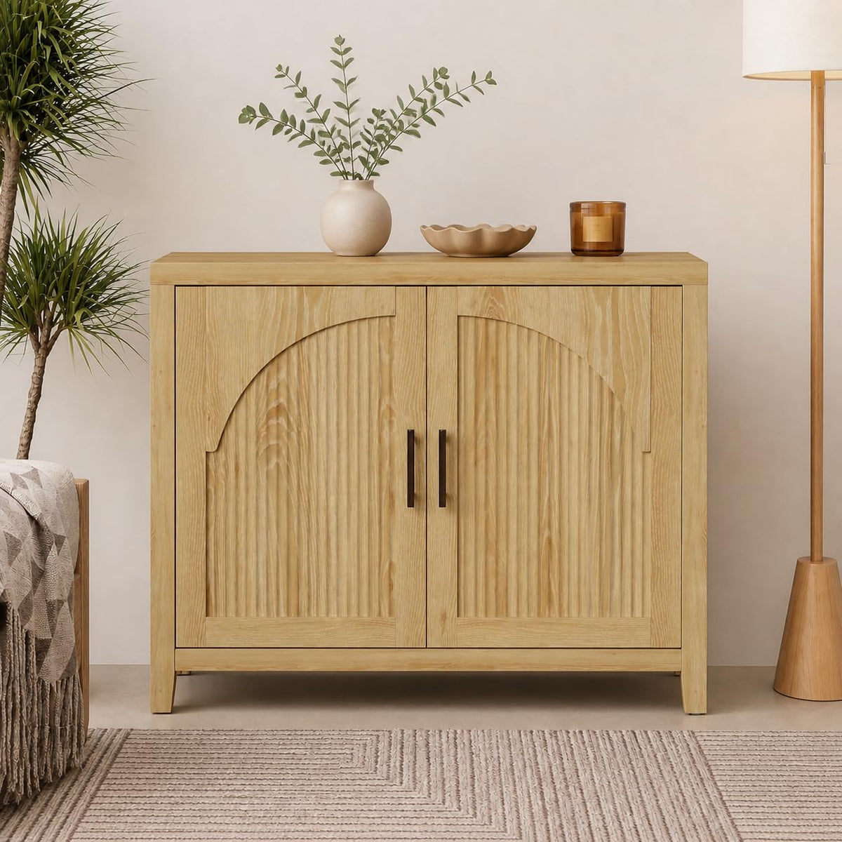 37" Fluted Sideboard Buffet Cabinet with Storage D5061