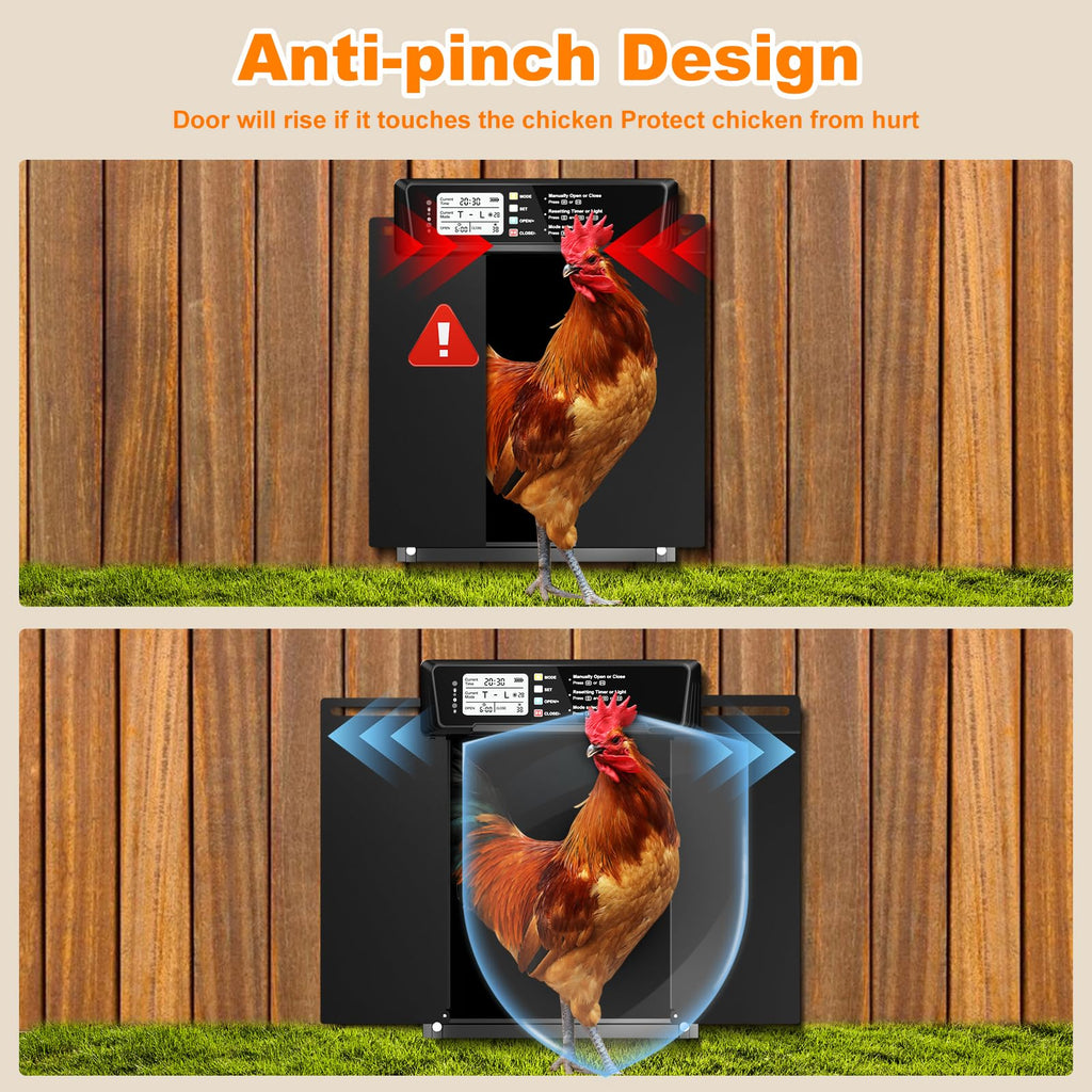 Automatic Chicken Coop Door Solar Powered with Timer & Light Sensor D6597