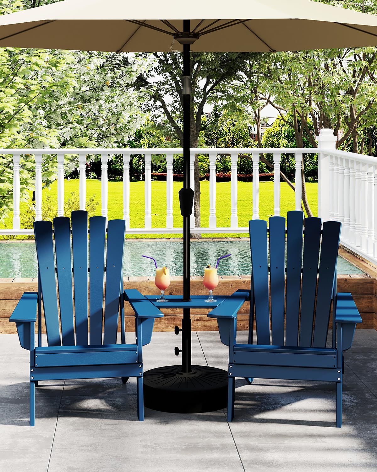 Blue Folding Adirondack Chairs Set of 2 V1826