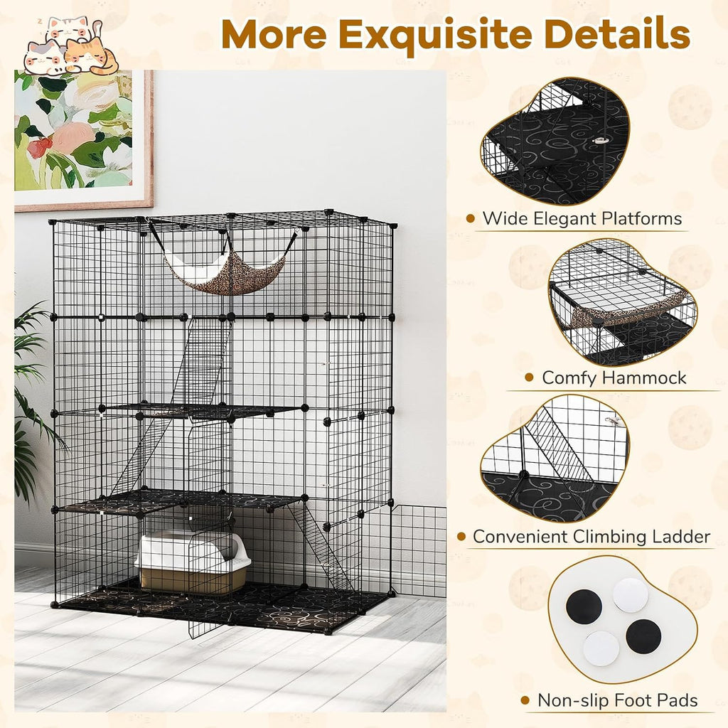 Large 4-Tier Metal Wire Cat Cage W752