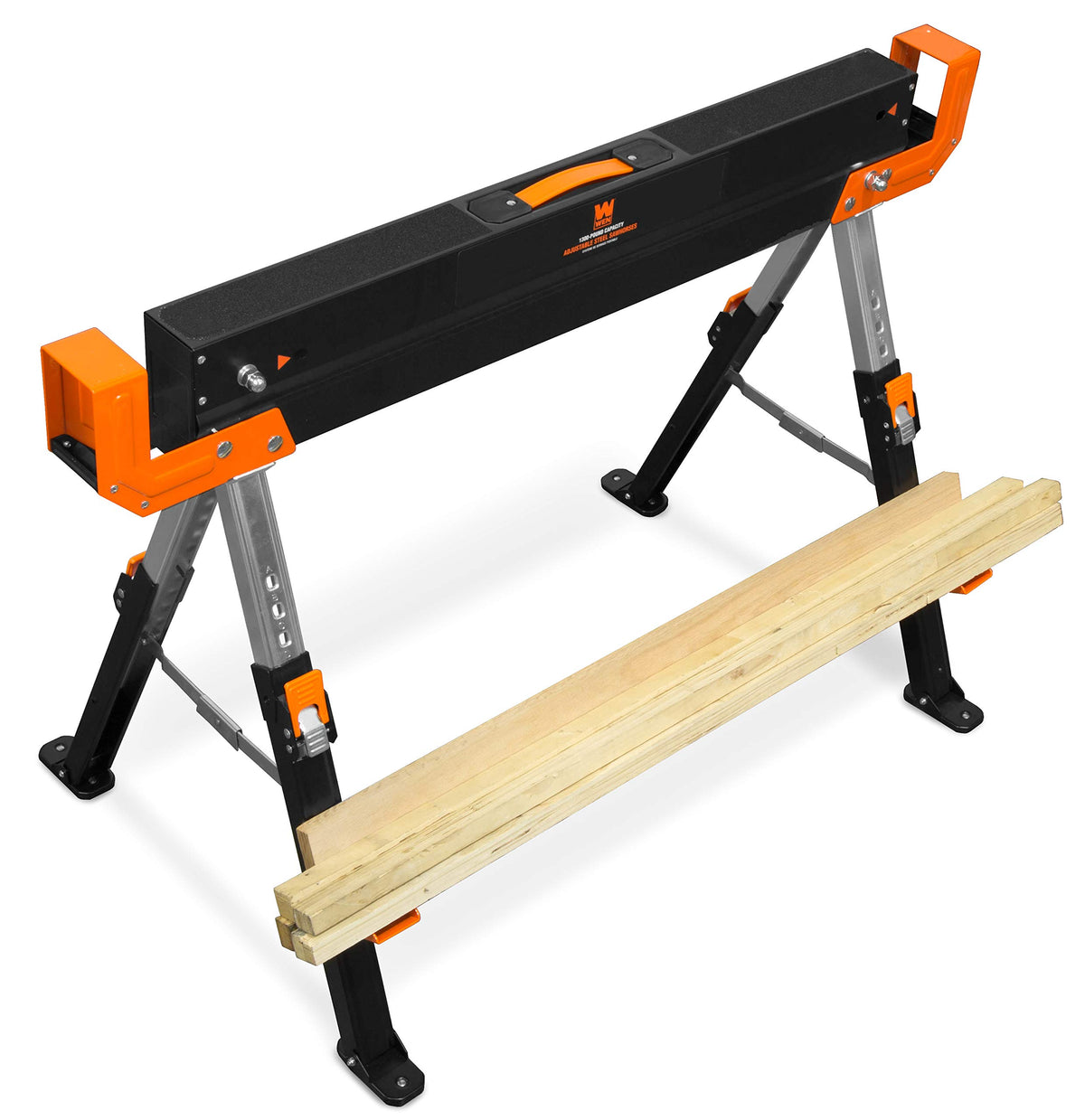 Steel Saw Horse Set, 1300-Pound Capacity, Height Adjustable, Two Pack J552318