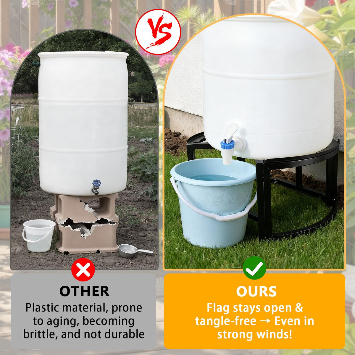 Stainless Steel Rain Barrel Stand for 45/50/55 Gallon Tanks K9490