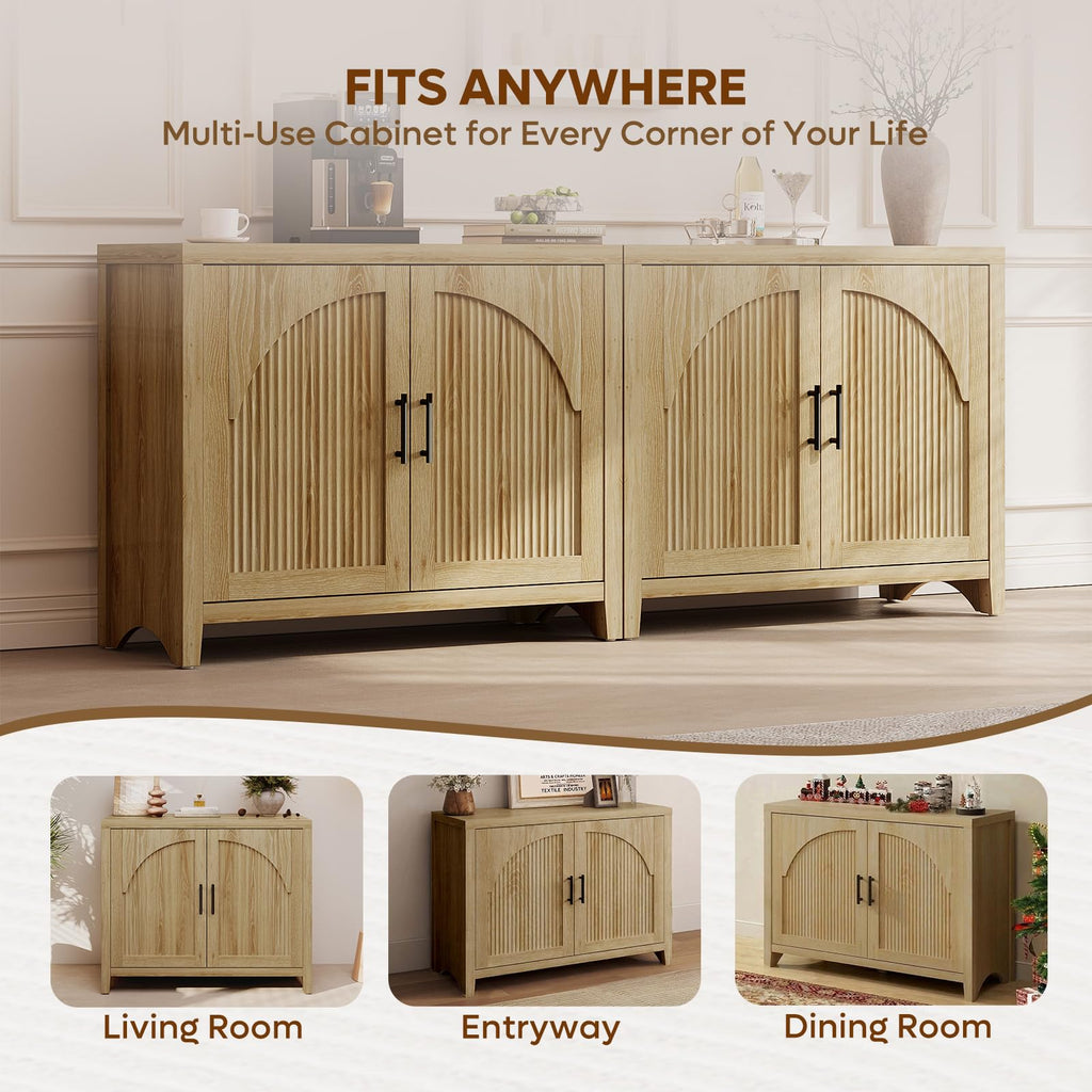 37" Fluted Sideboard Buffet Cabinet with Storage D5061