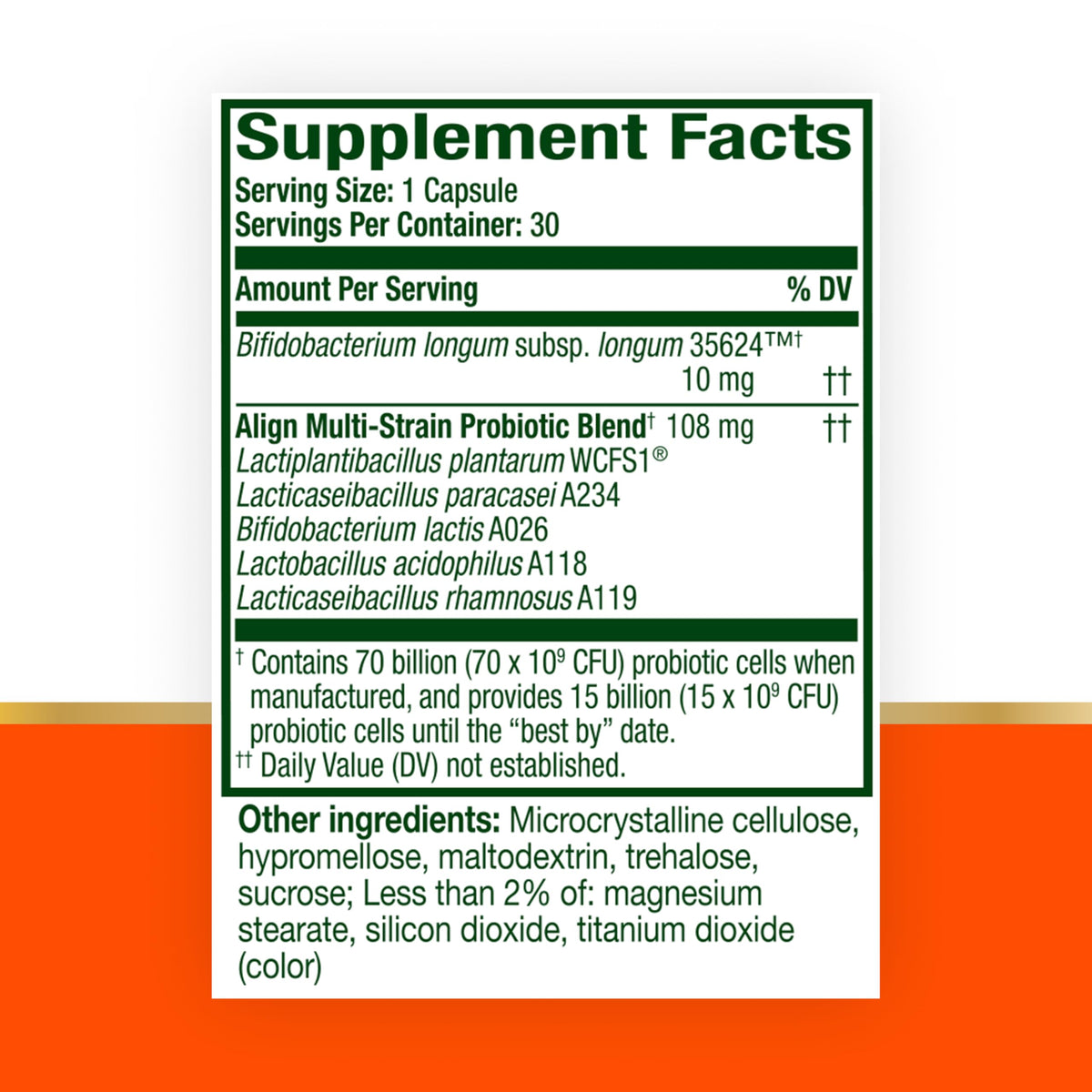 70 Billion CFU 6 Strain Blend Probiotic 30 Capsules R690