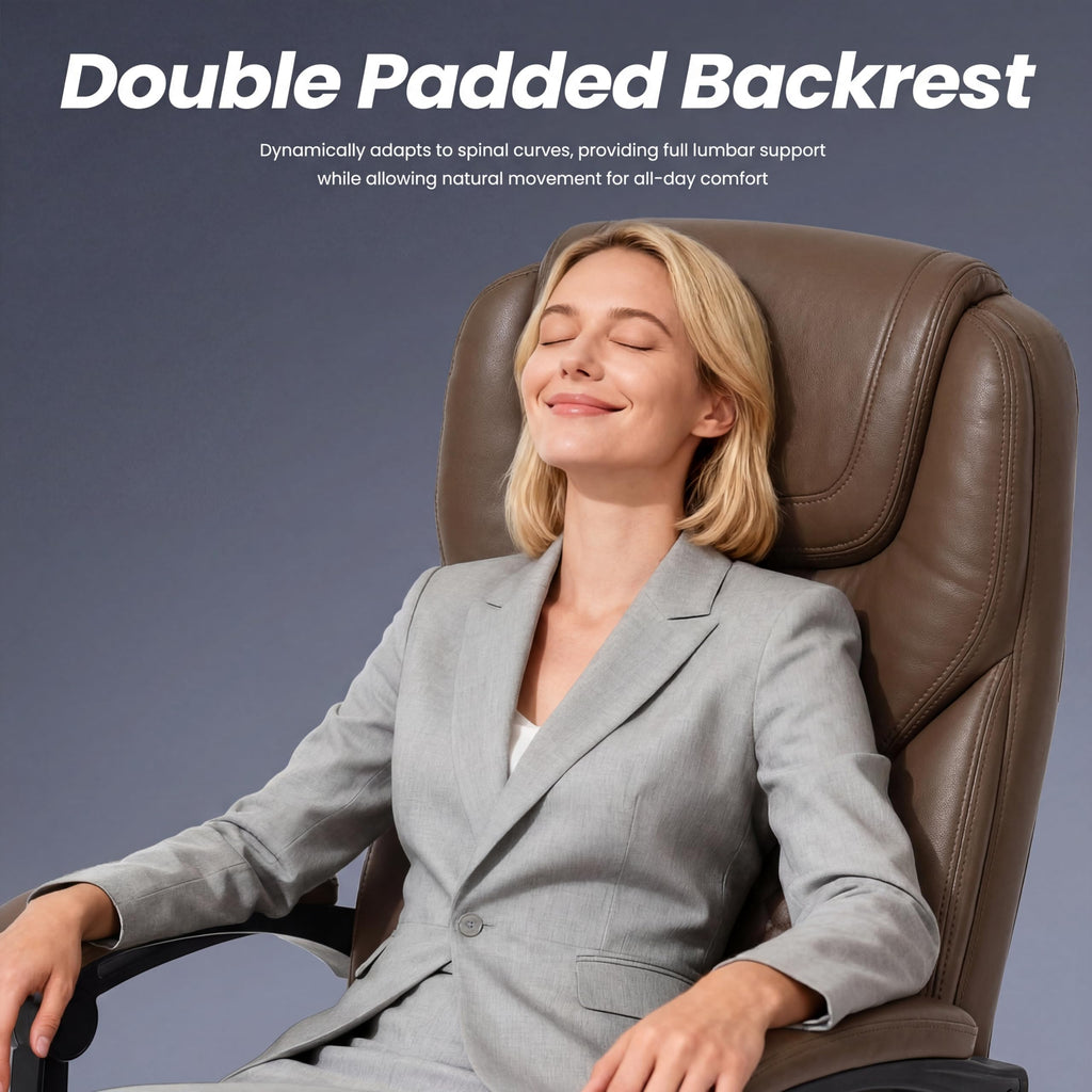Brown Leather Massage Office Chair with Heat and Footrest U619154