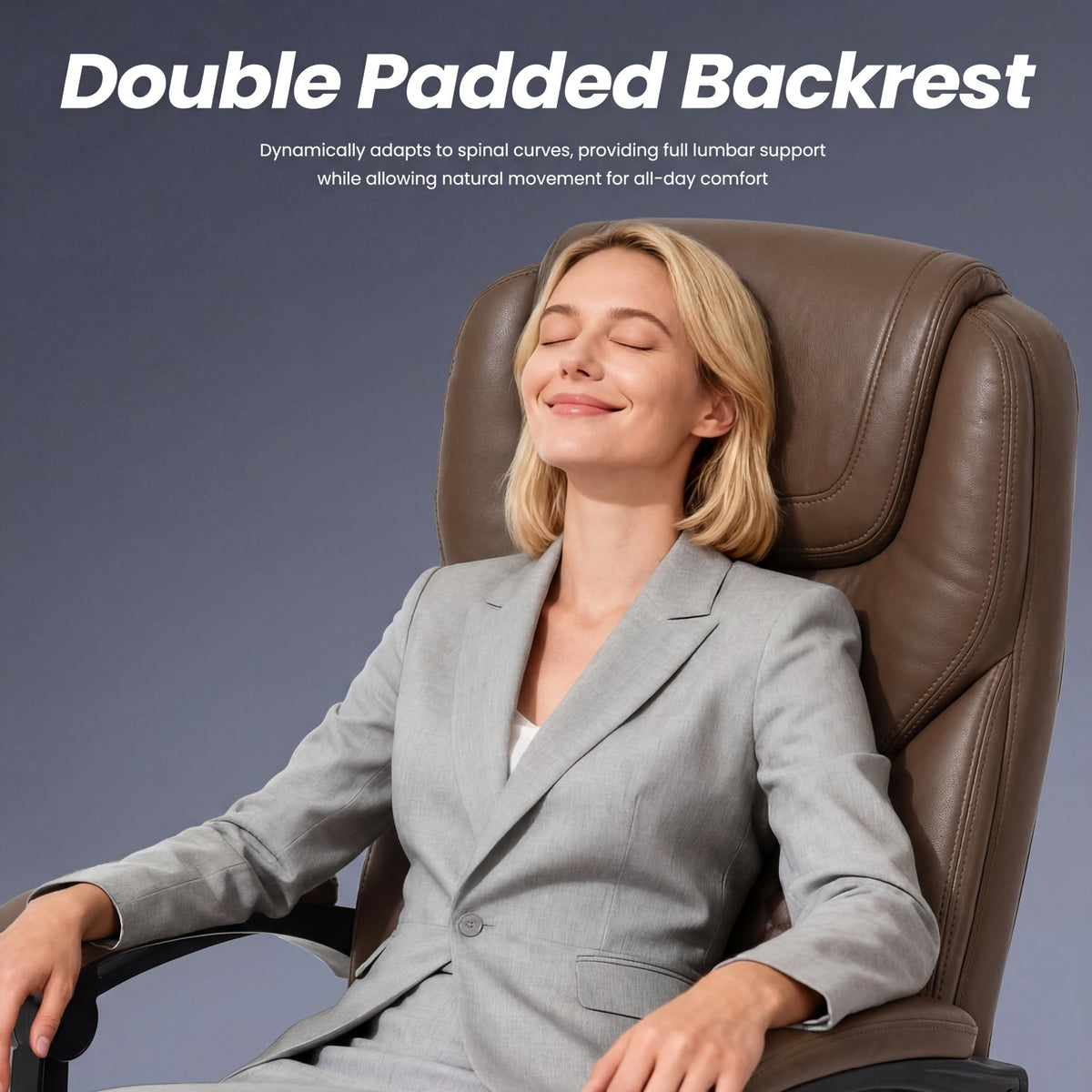 Brown Leather Massage Office Chair with Heat and Footrest U619154