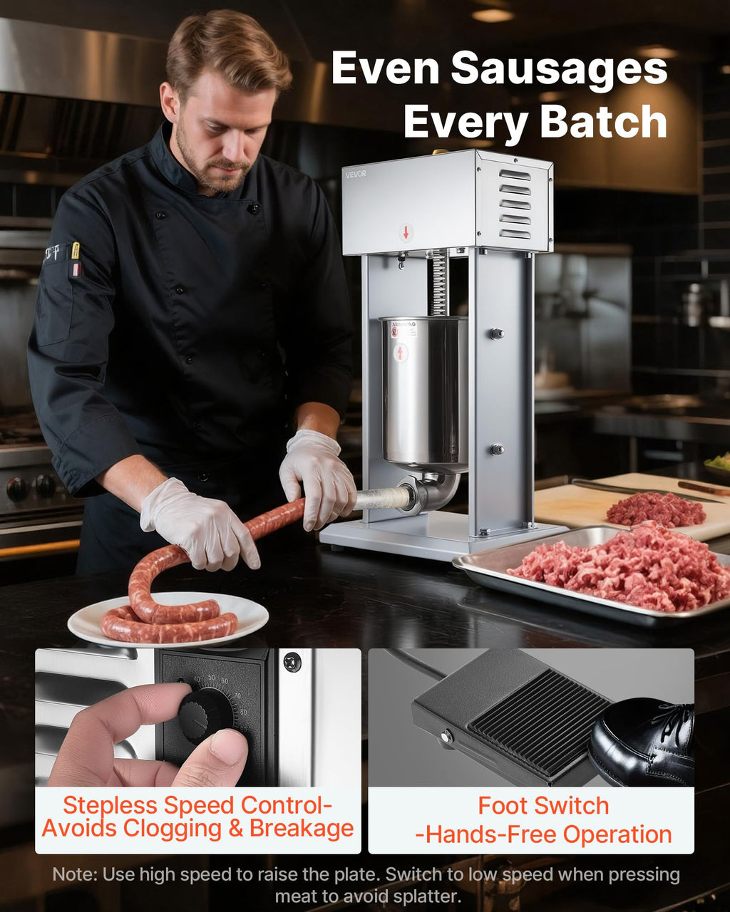 Electric Stainless Steel Sausage Stuffer with Foot Pedal P867355