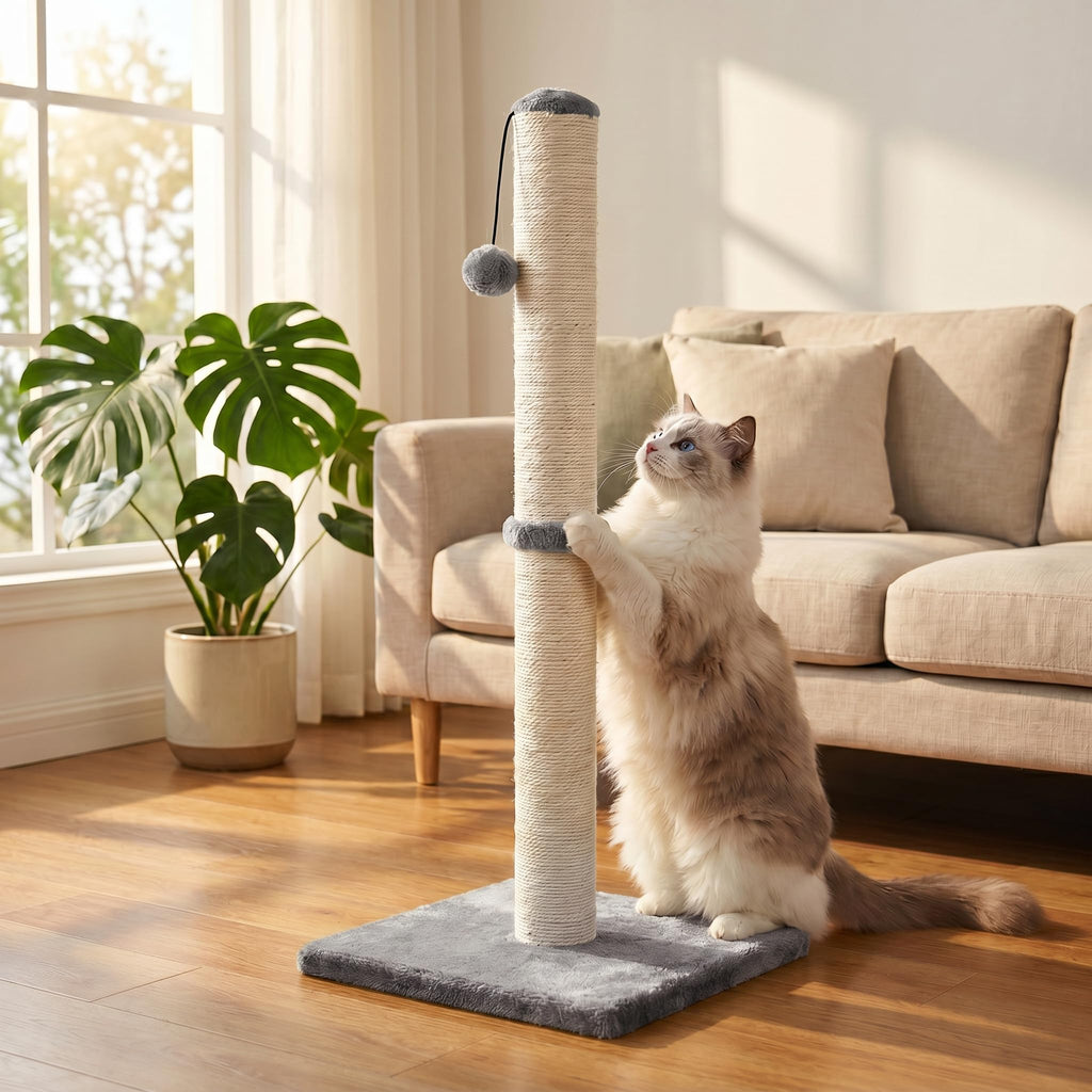 Tall Cat Scratching Post with Sisal Rope, Grey B75951
