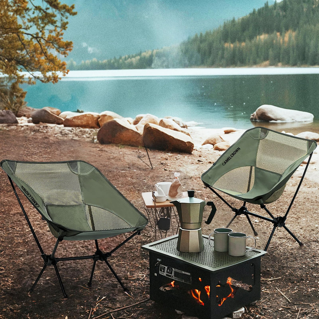 Portable Lightweight Compact Folding Mesh Camping Chair 2 Pack S7521