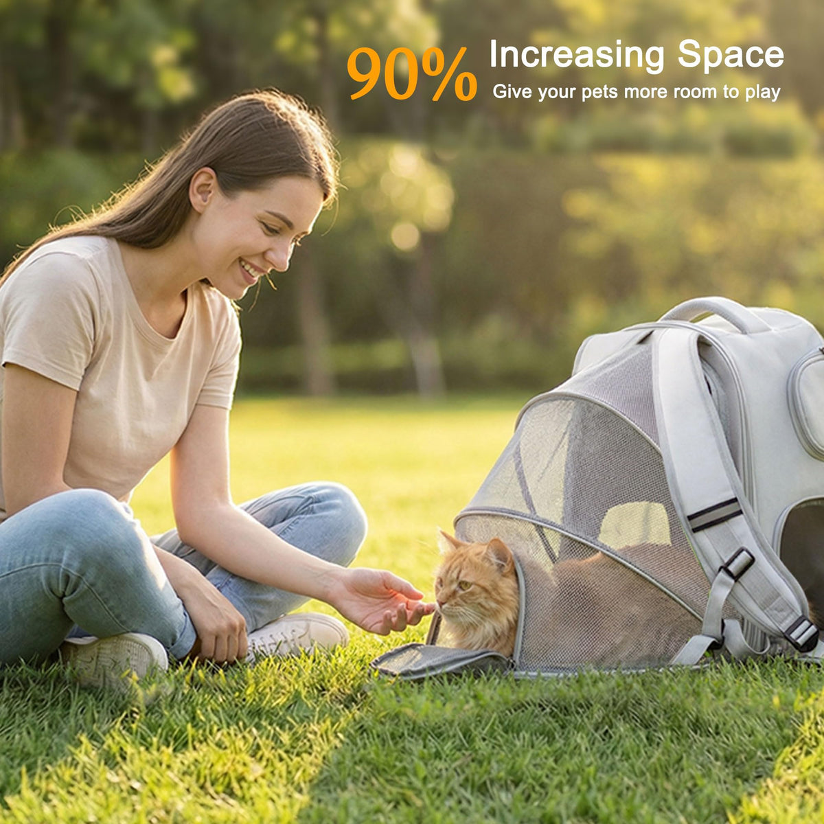 Expandable Breathable Mesh Cat Backpack Carrier M593908