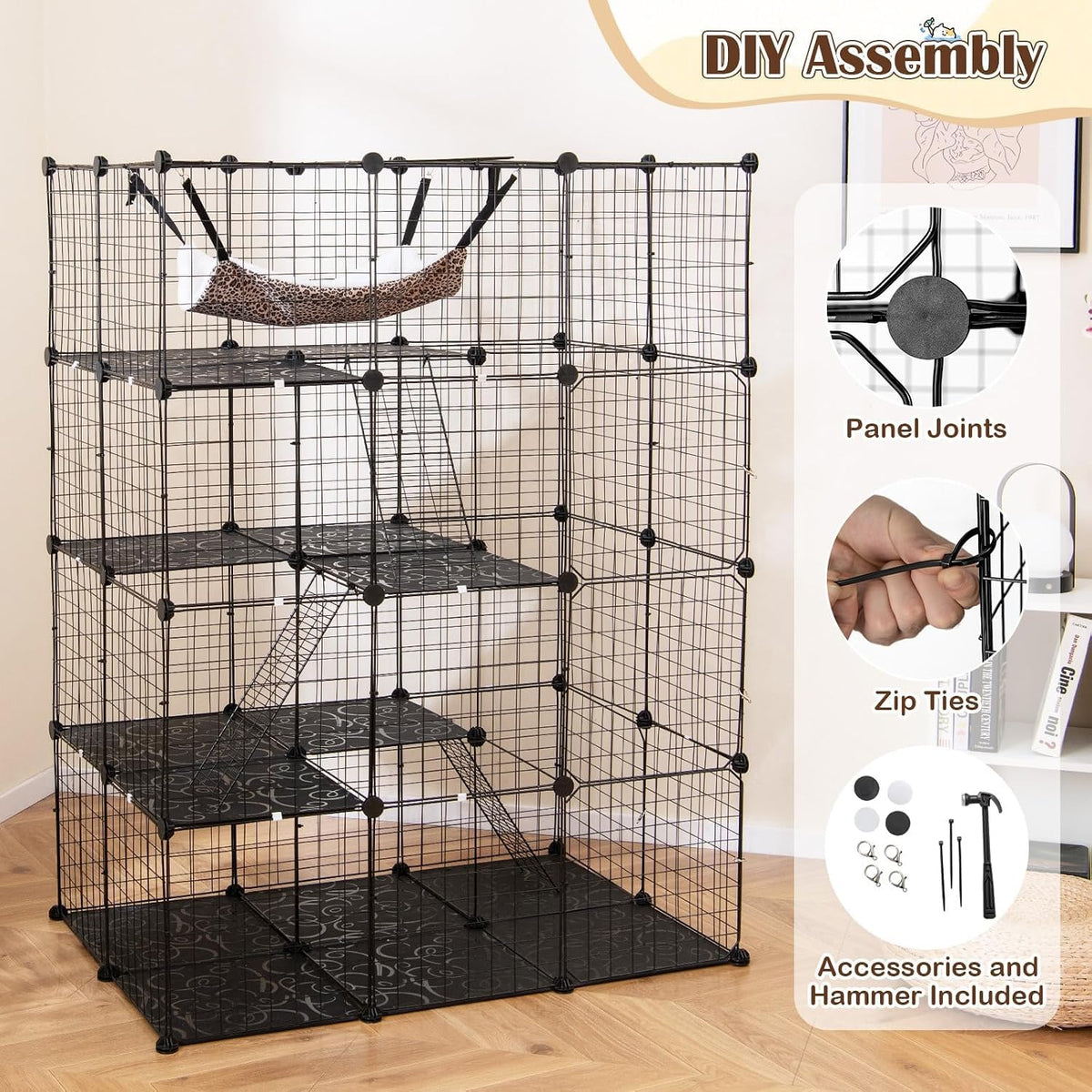 Large 4-Tier Metal Wire Cat Cage W752