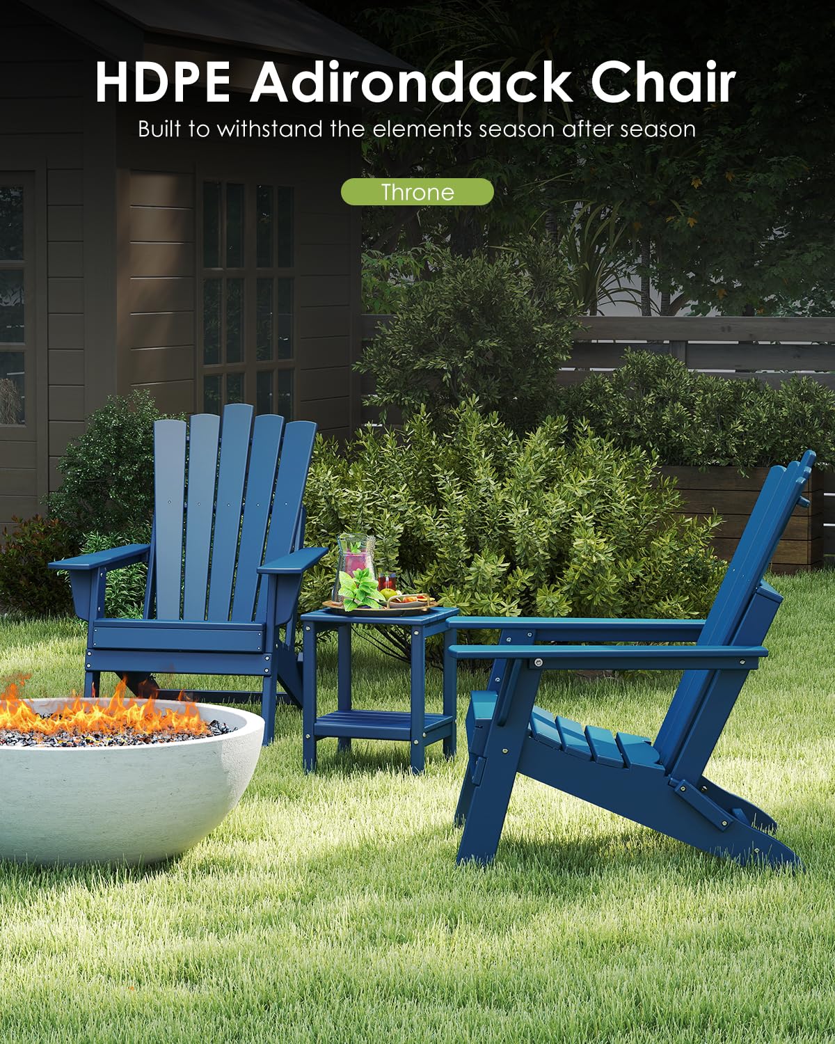 Blue Folding Adirondack Chairs Set of 2 V1826