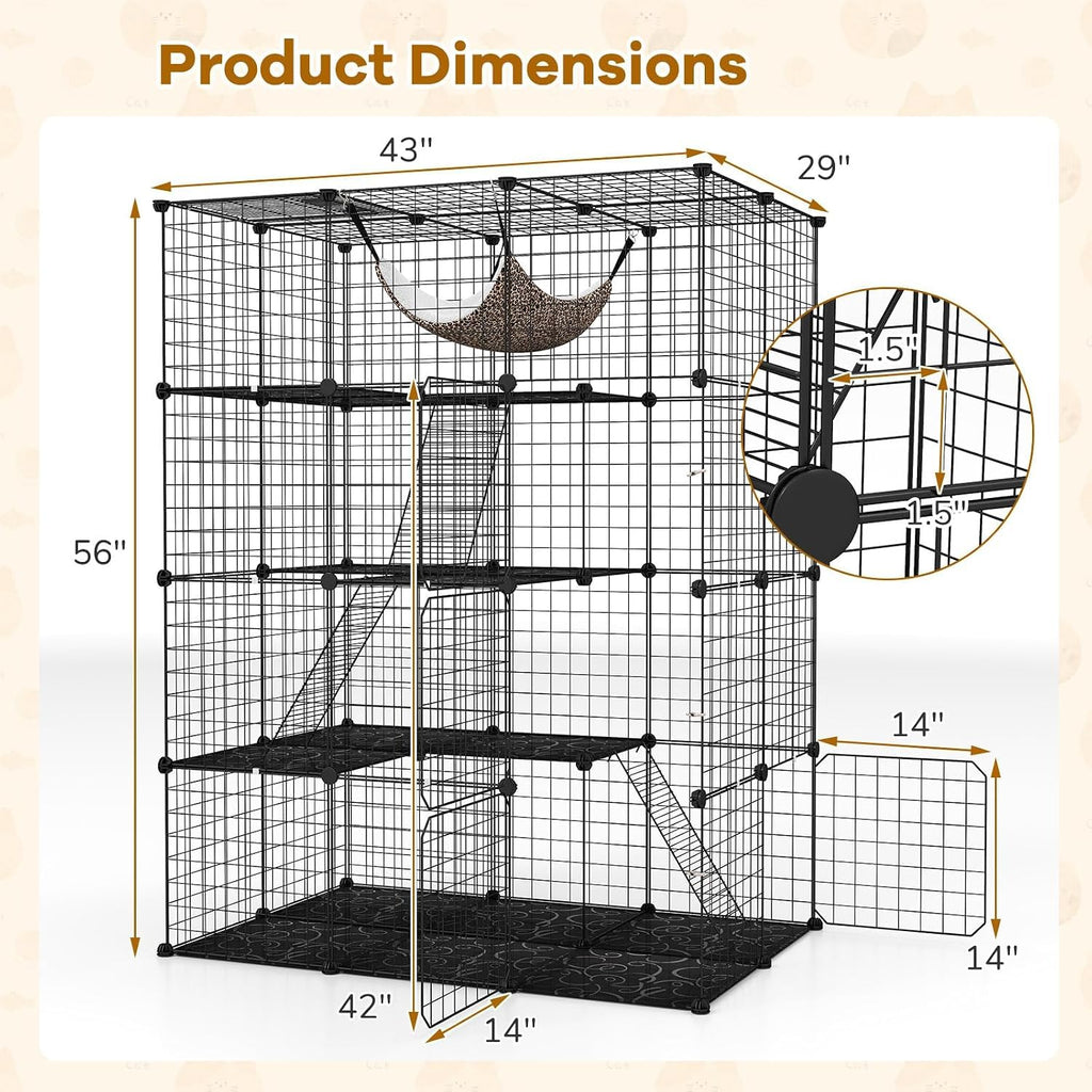 Large 4-Tier Metal Wire Cat Cage W752