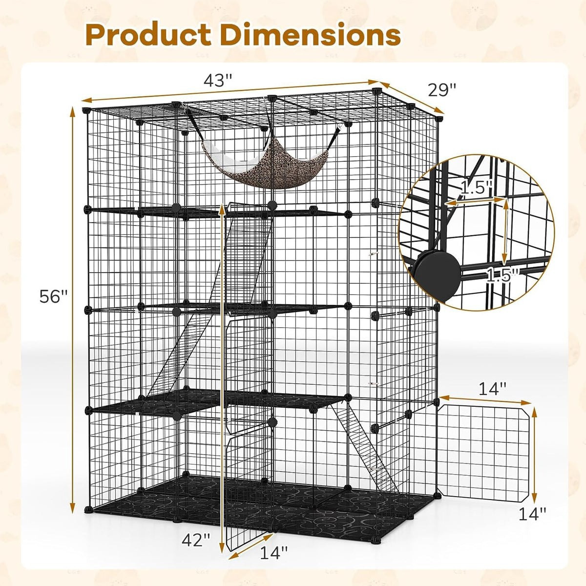 Large 4-Tier Metal Wire Cat Cage W752