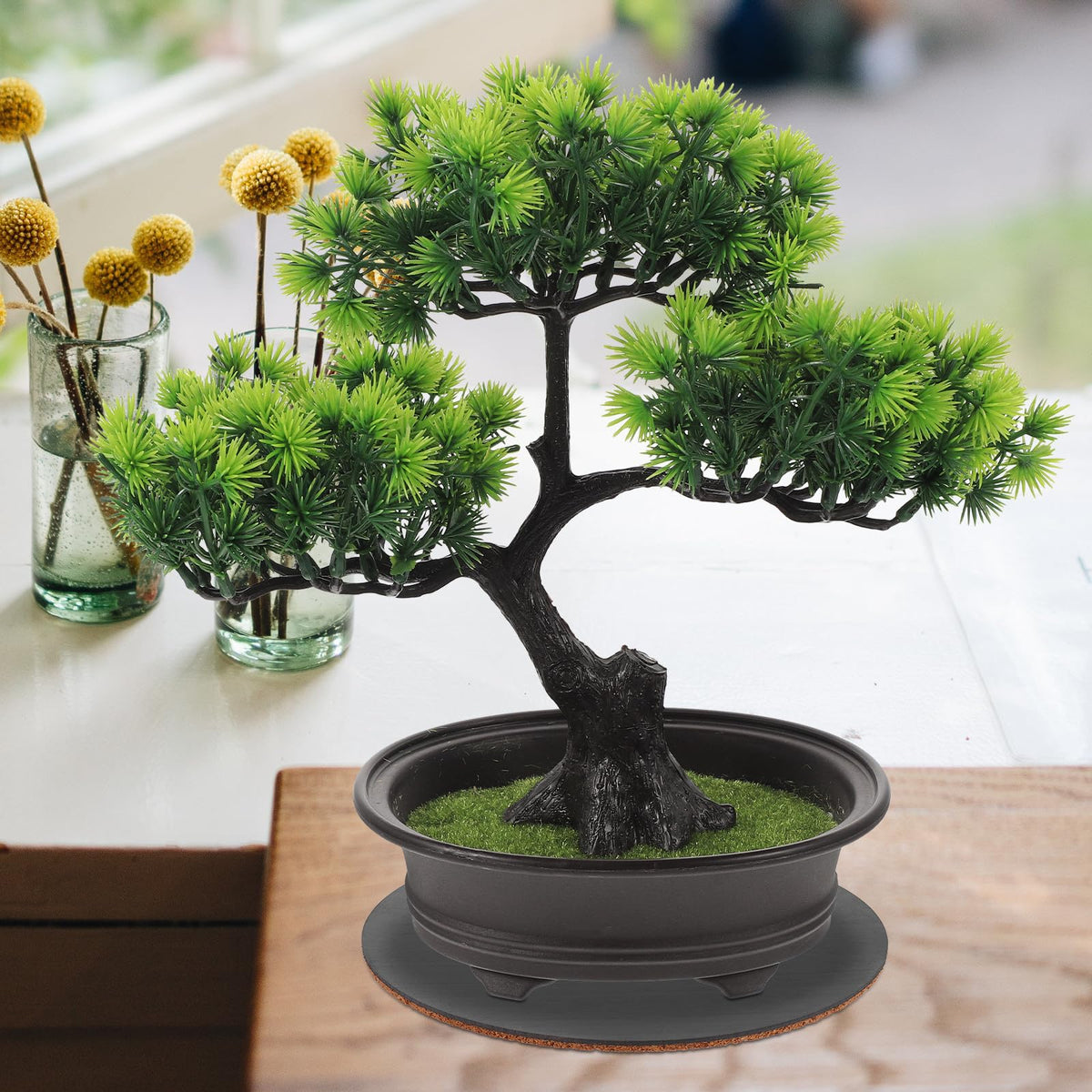 4pcs Round Cork Coasters with ABS Base V841