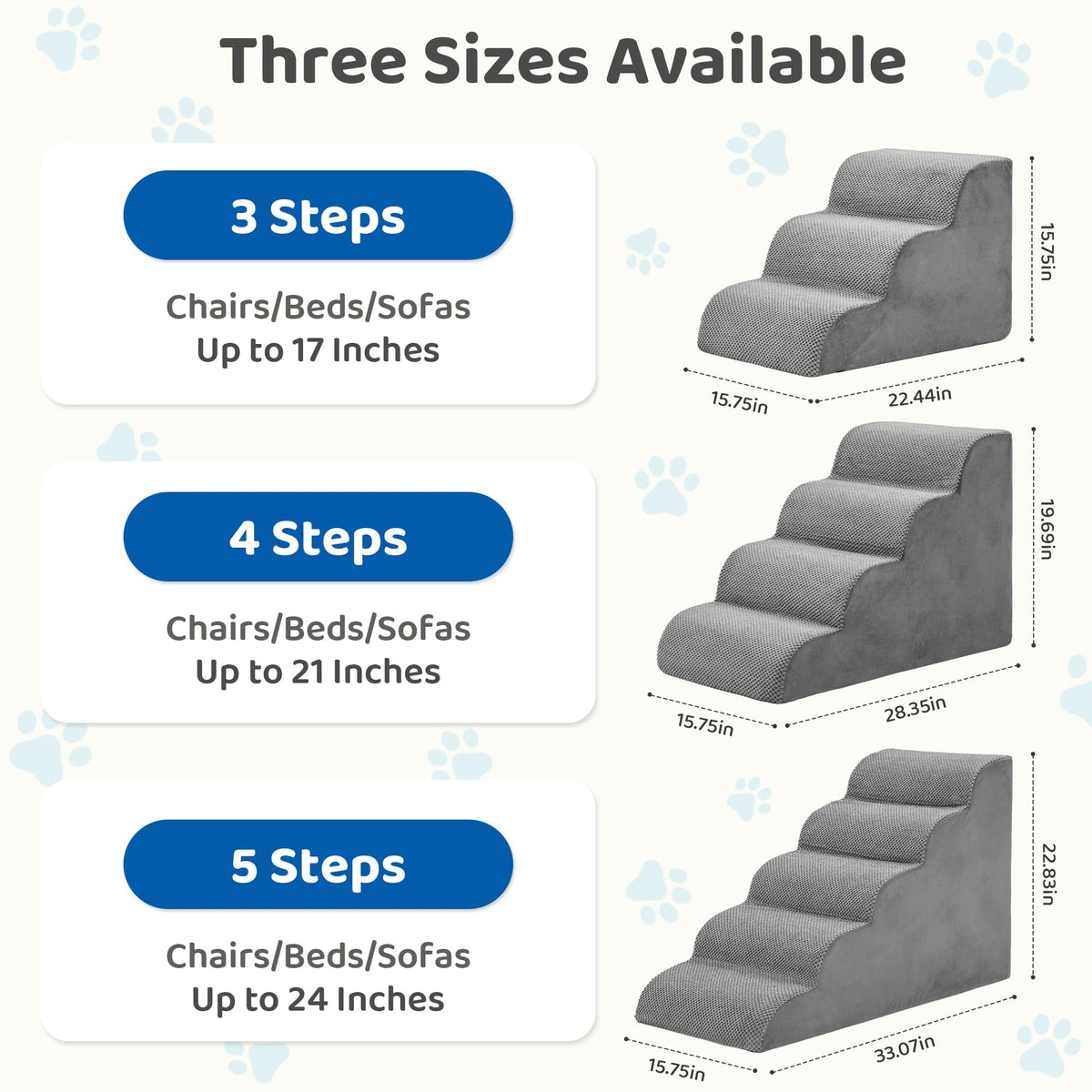 Grey 4-Step Curved Pet Dog Stairs G607