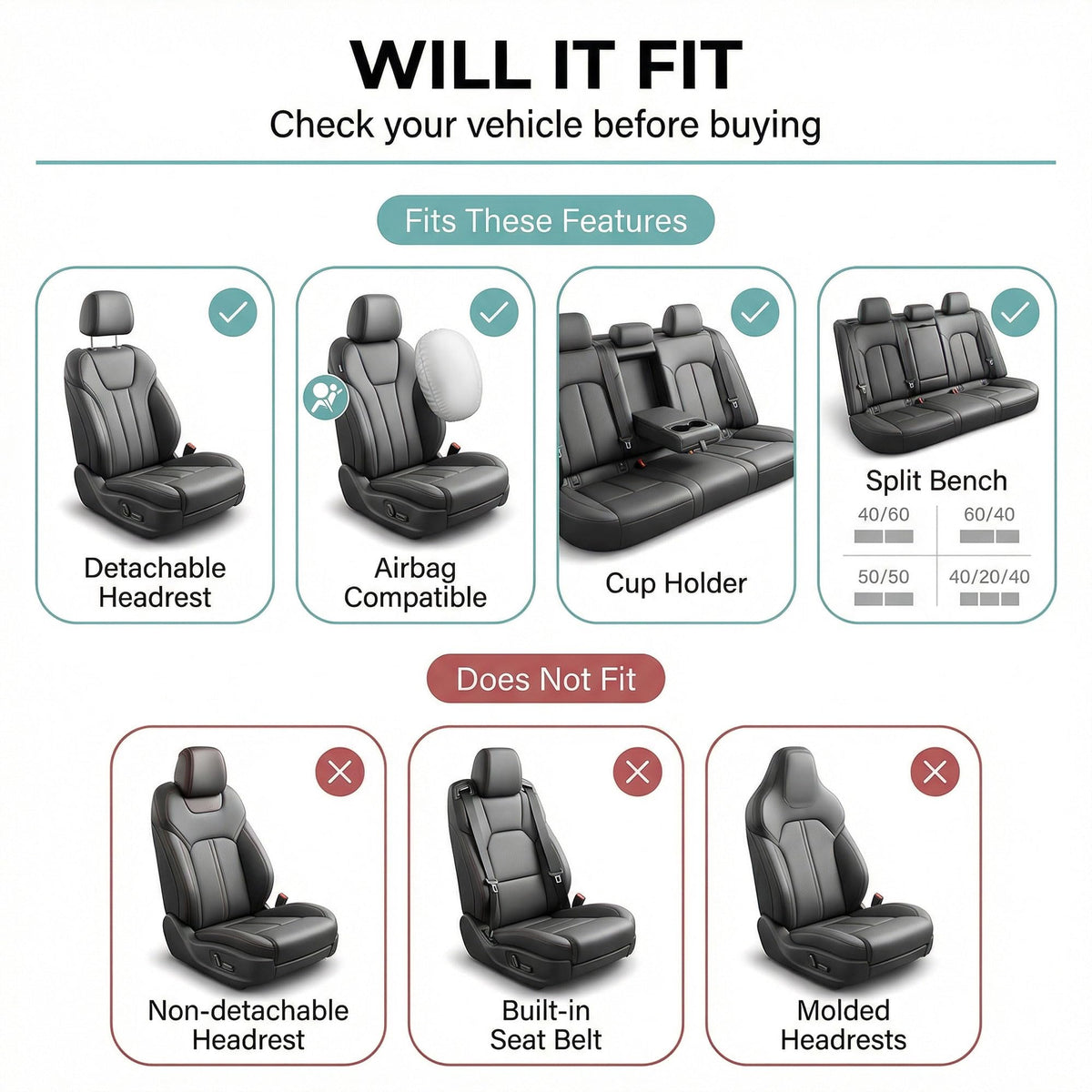Gray Black Universal Fit Automotive Seat Covers Combo Set with Steering Wheel Cover and Seat Belt Pad K9338