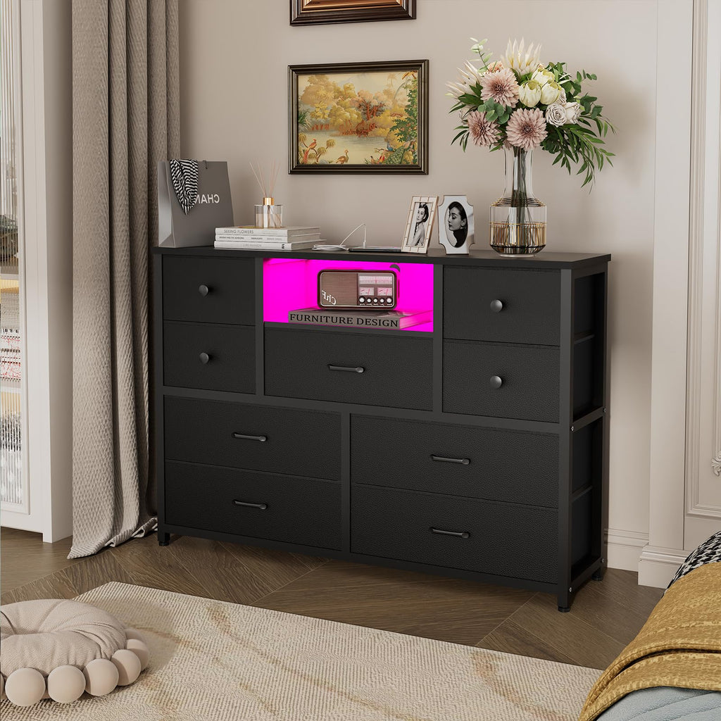 Black 9 Drawer Dresser O9552