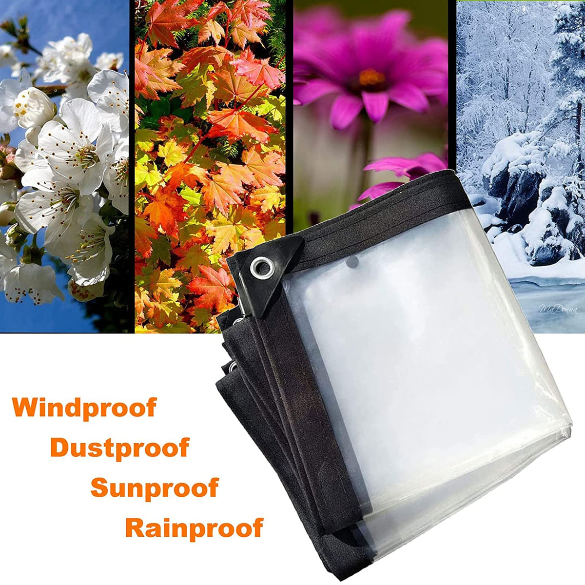 3x3ft Heavy Duty Waterproof Clear Poly Tarp with Grommets R999