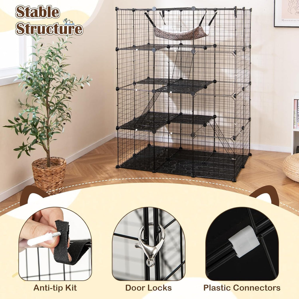 Large 4-Tier Metal Wire Cat Cage W752