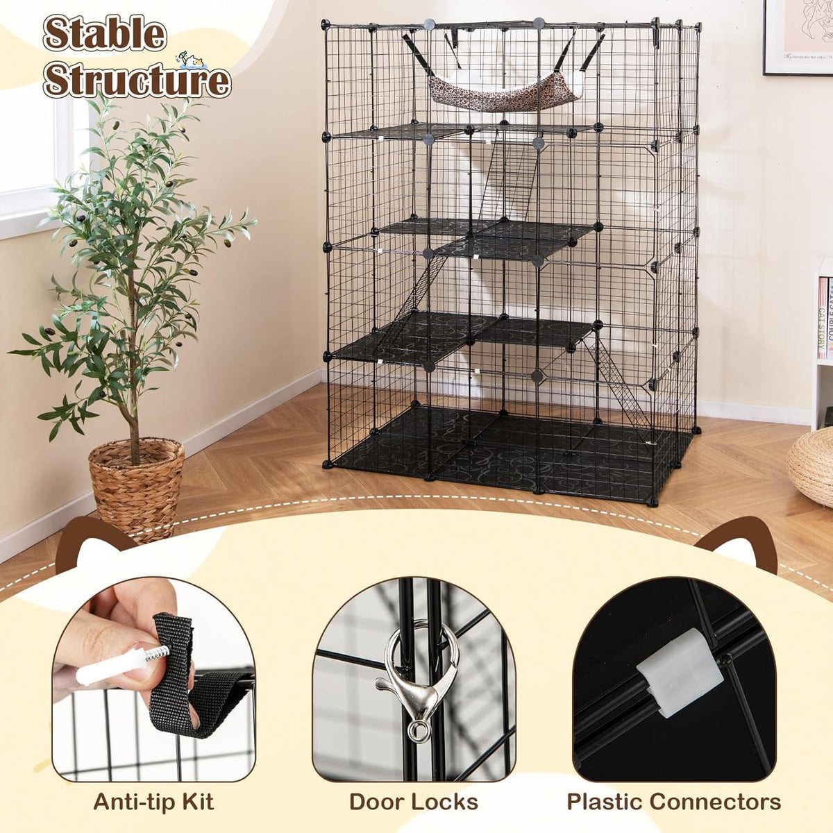 Large 4-Tier Metal Wire Cat Cage W752