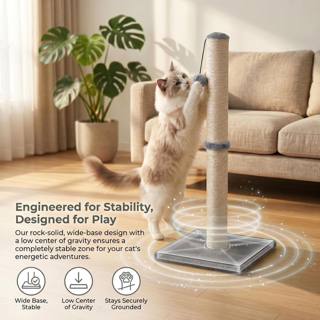 Tall Cat Scratching Post with Sisal Rope, Grey B75951