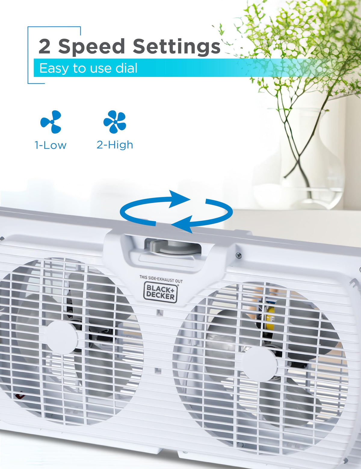 9" Dual Window Fan with 2 Speed Settings Z478372