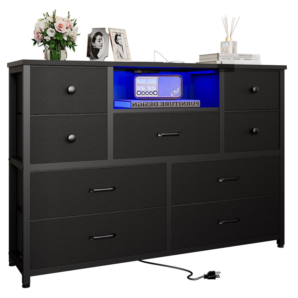 Black 9 Drawer Dresser O9552