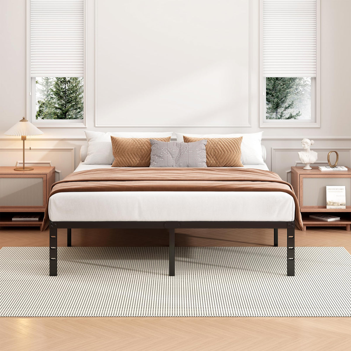 18 Inch Full Bed Frame with Under Bed Storage, Black U789193