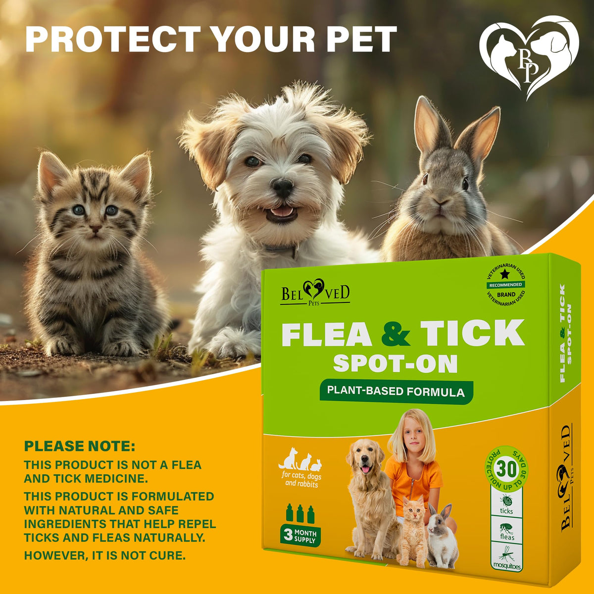 Flea & Tick Spot-On Drops for Dogs and Cats 3 Supply Pack V886531