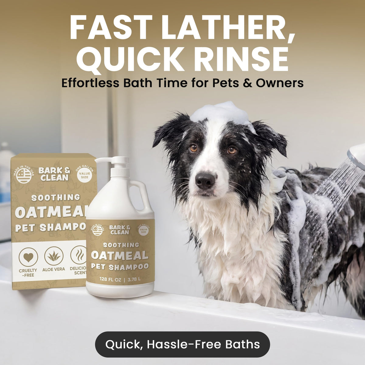 Oatmeal Dog Shampoo 1 Gallon with Pump Hypoallergenic Aloe Vera Coconut Oil K953