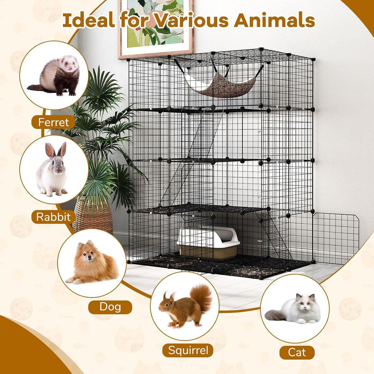Large 4-Tier Metal Wire Cat Cage W752