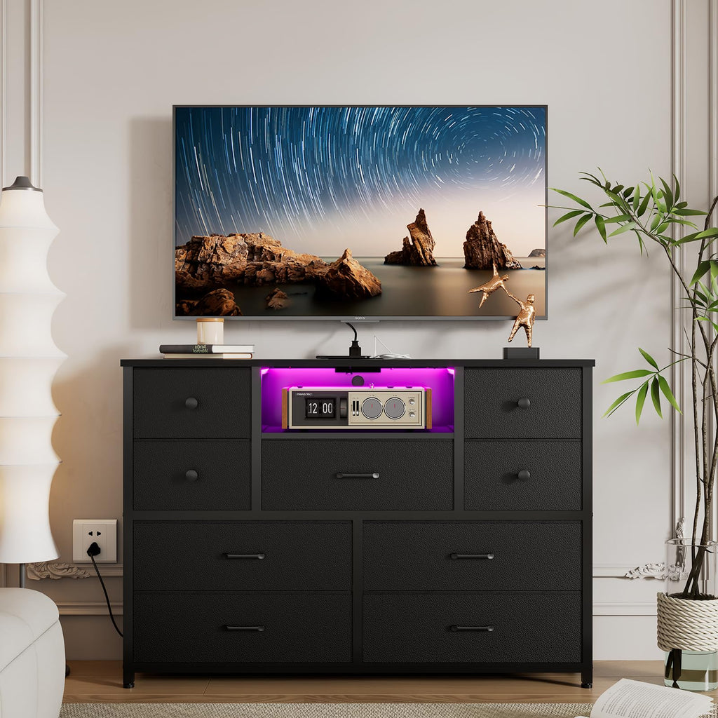 Black 9 Drawer Dresser O9552