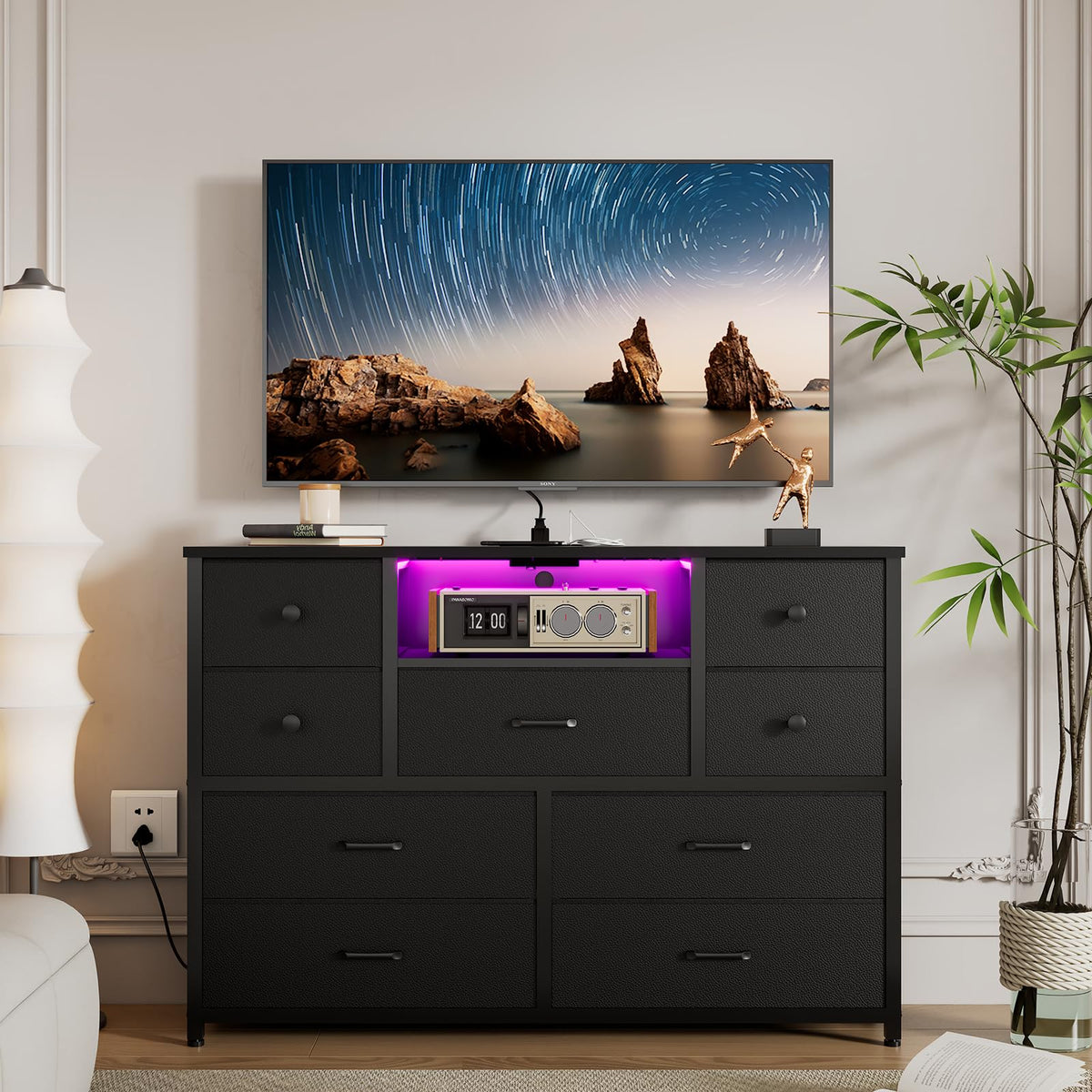Black 9 Drawer Dresser O9552
