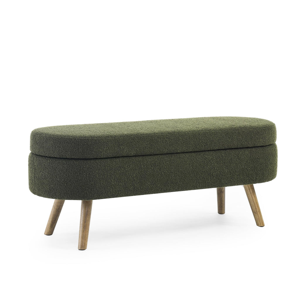 Oval Storage Bench with Rubber Wood Legs, Green A4776
