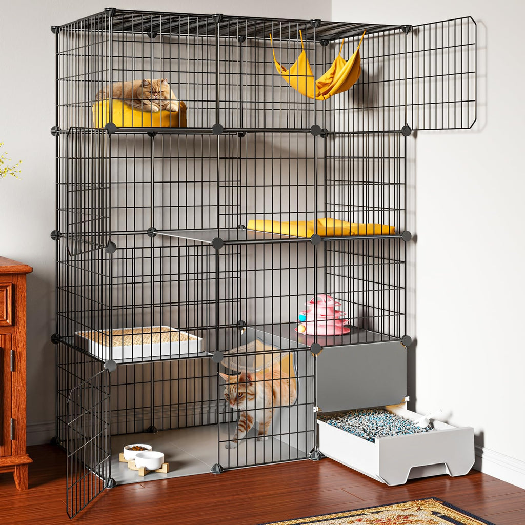 Large 4-Tier Cat Cage with Litter Box C619