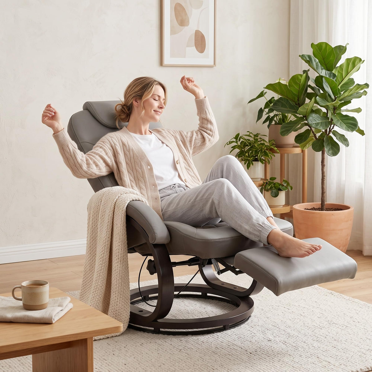 Gray Manual Recliner Chair with Footrest C164512