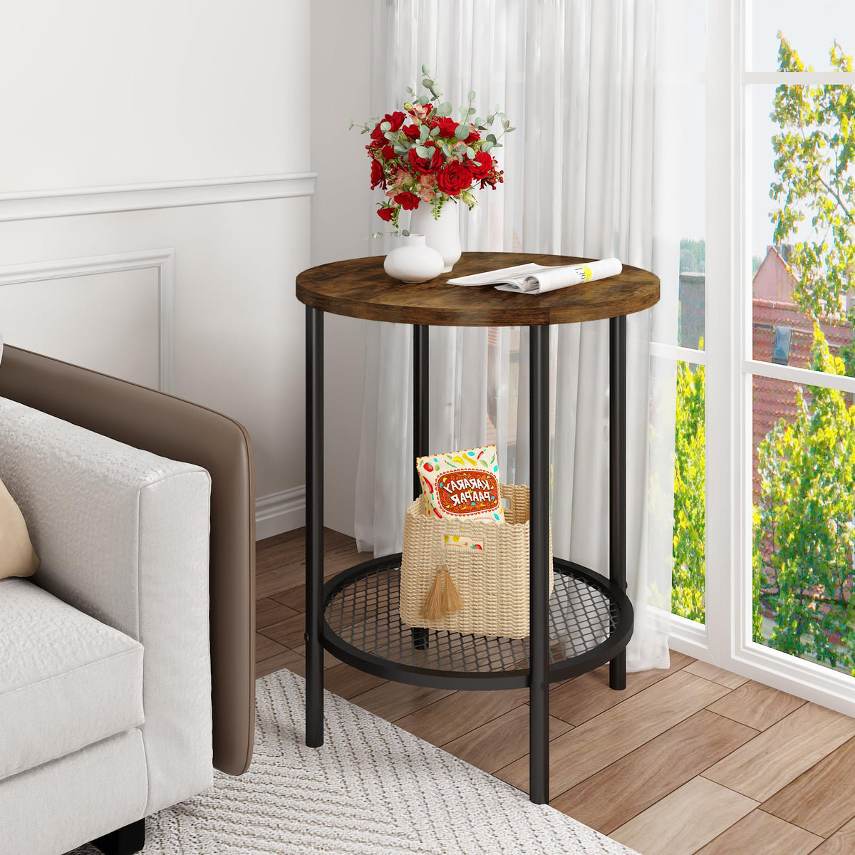 3-Piece Round Coffee Table Set with Storage F173