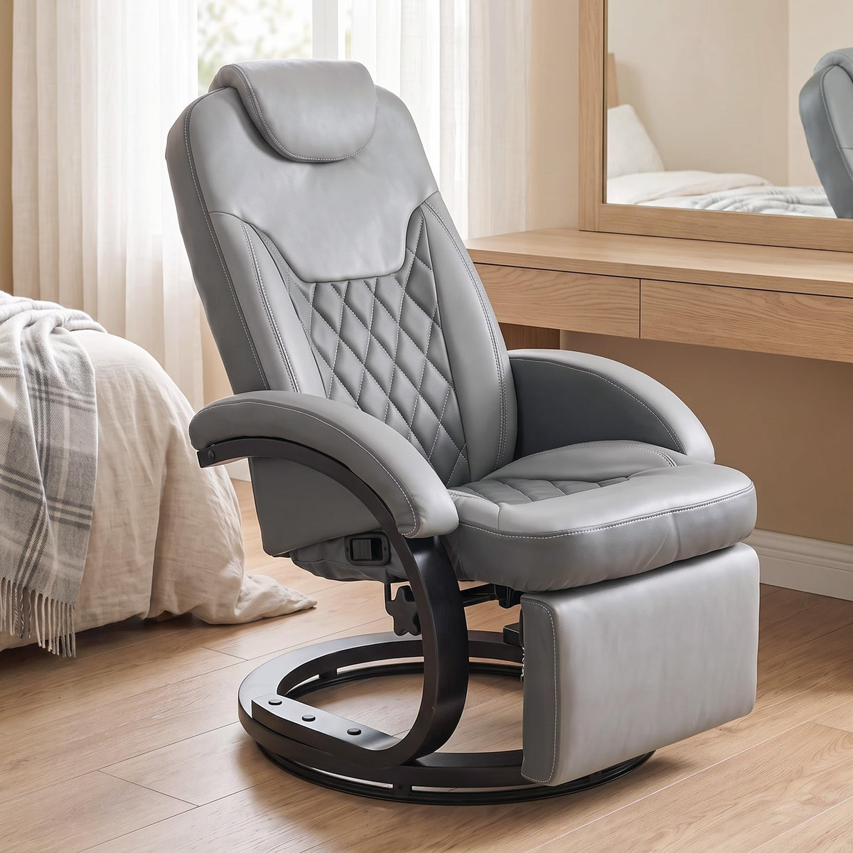 Gray Manual Recliner Chair with Footrest C164512