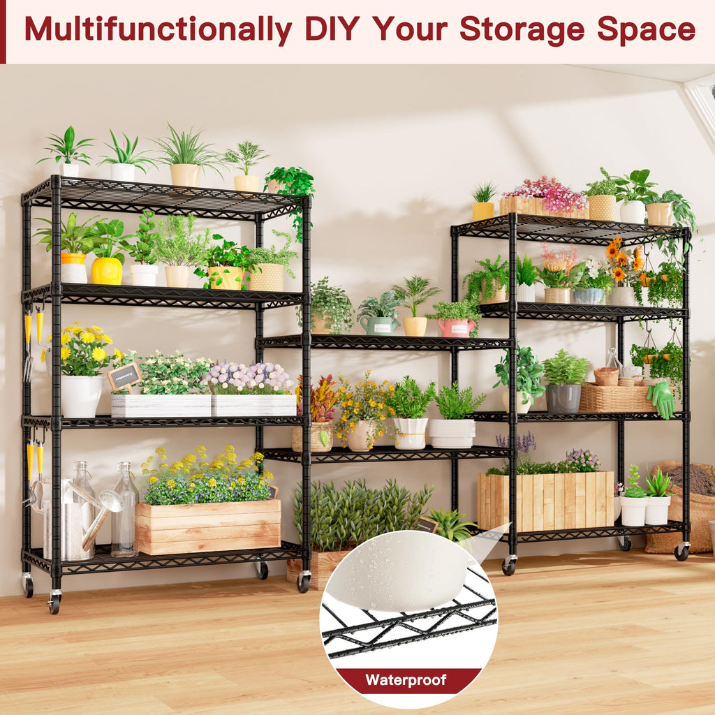 36"W x 16"D x 79"H 5-tier Metal Wire Shelving with Wheels A4631