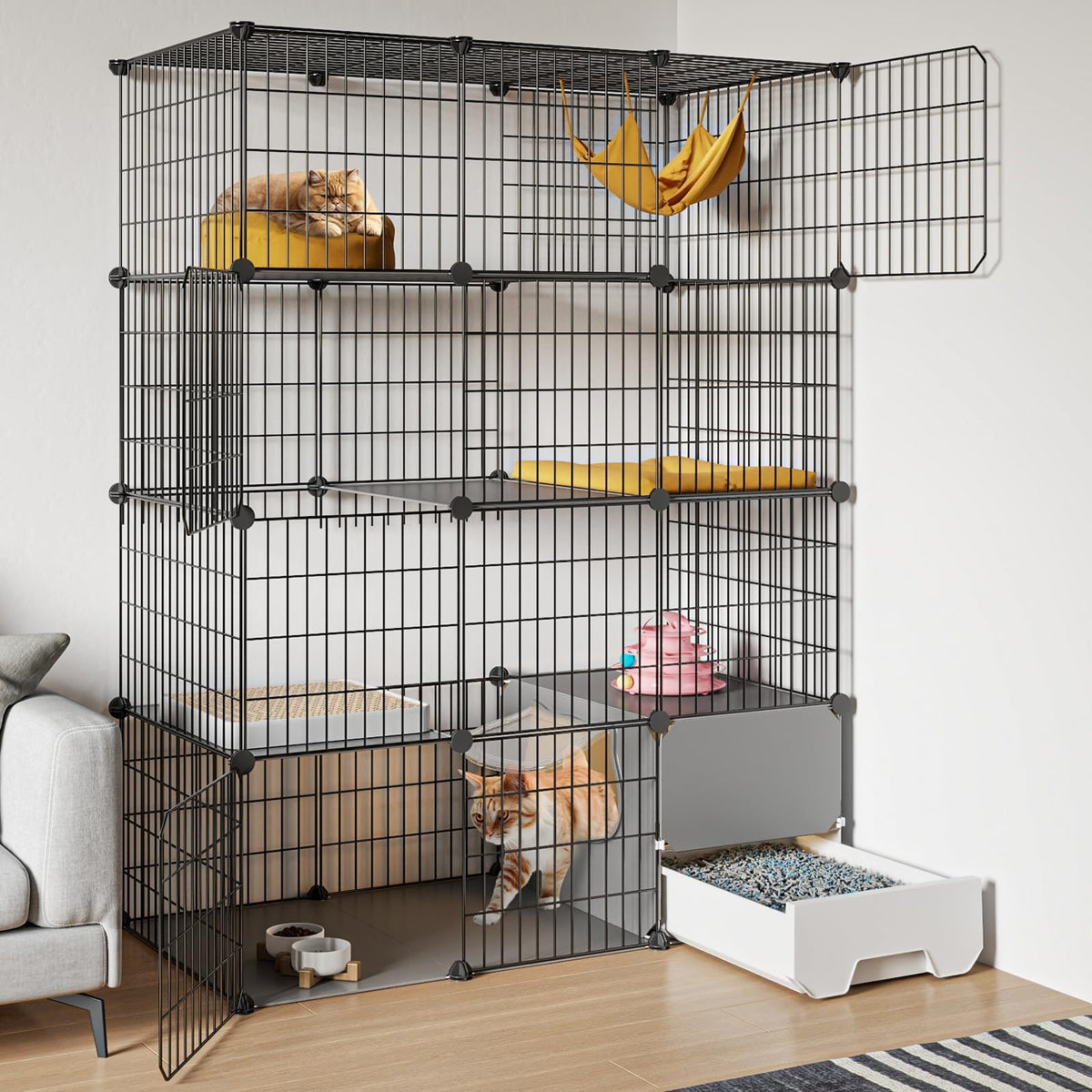 Large 4-Tier Cat Cage with Litter Box C619