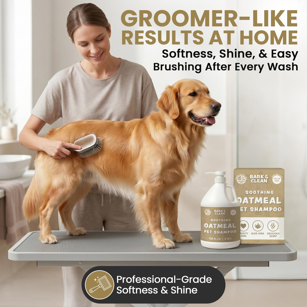 Oatmeal Dog Shampoo 1 Gallon with Pump Hypoallergenic Aloe Vera Coconut Oil K953