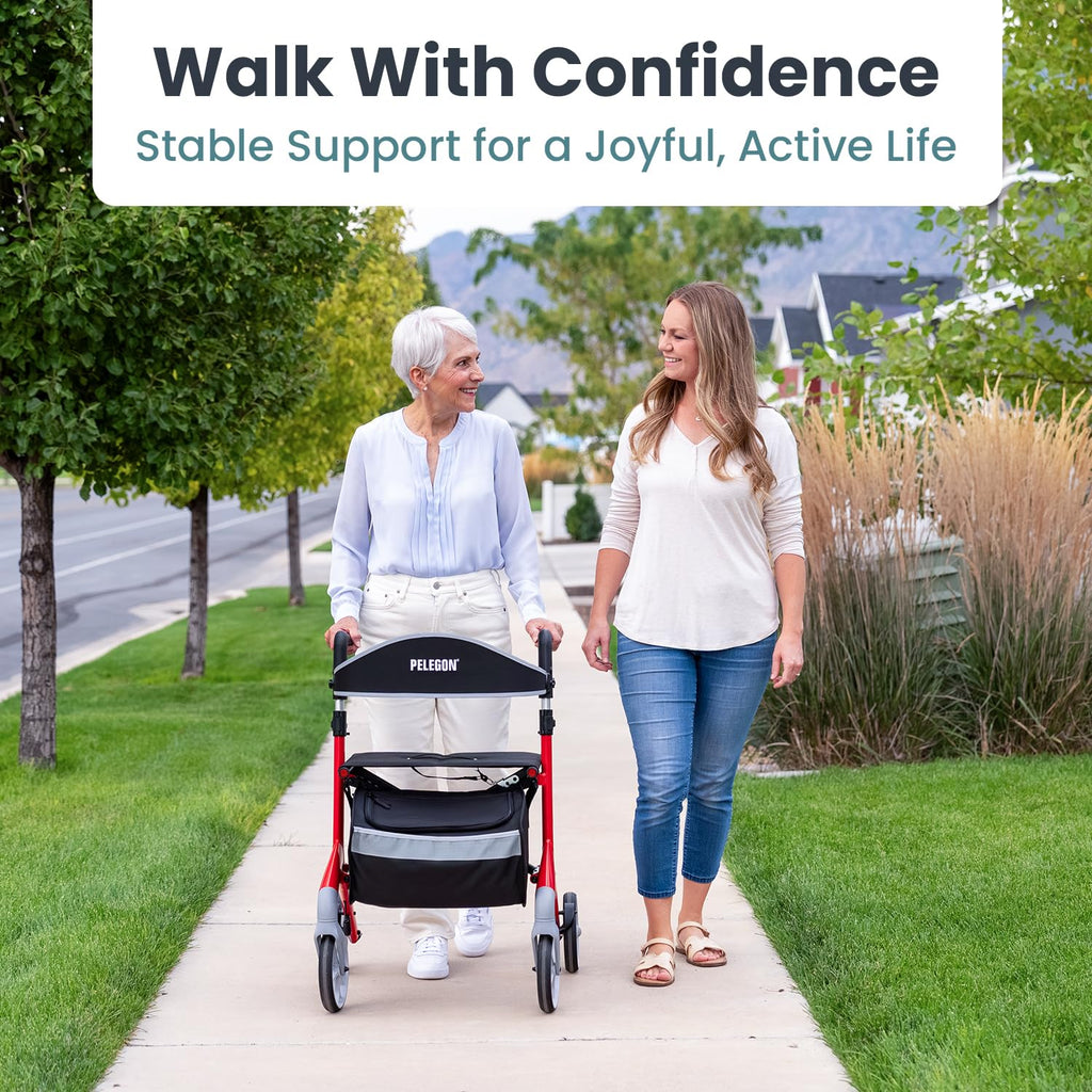 Red Foldable Rollator Walker with Seat M519