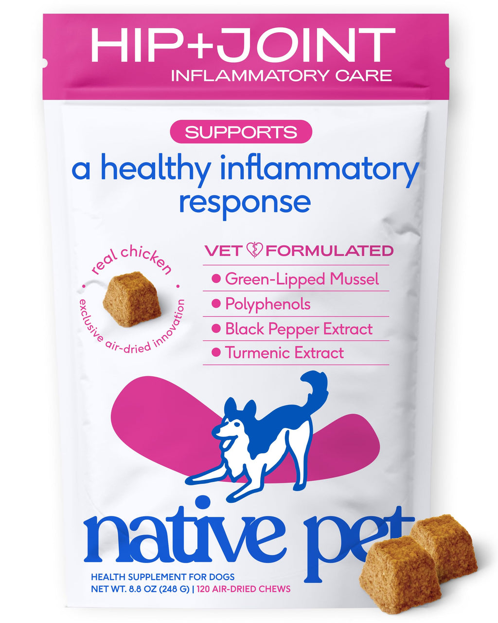 Green-Lipped Mussel Turmeric Collagen Hip and Joint Supplement for Dogs 120 Chews G867827