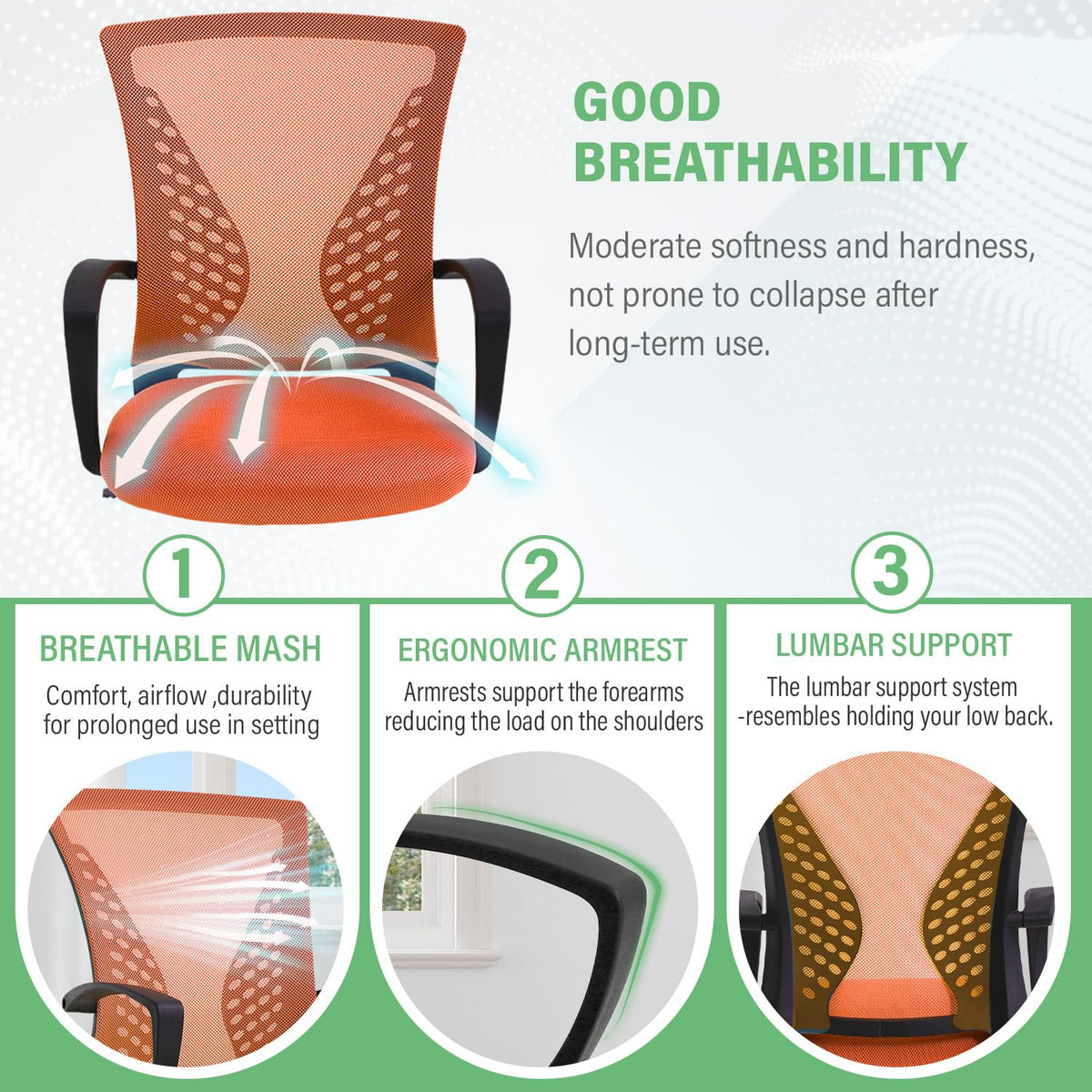 Orange Ergonomic Office Desk Chair with Armrest Y85210