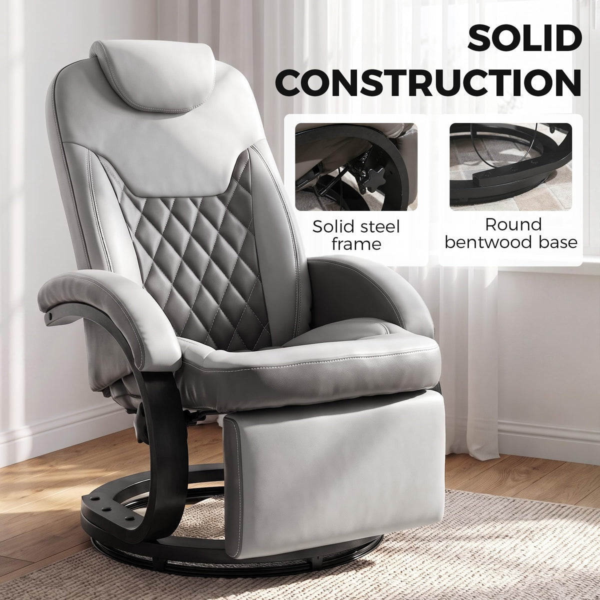 Gray Manual Recliner Chair with Footrest C164512
