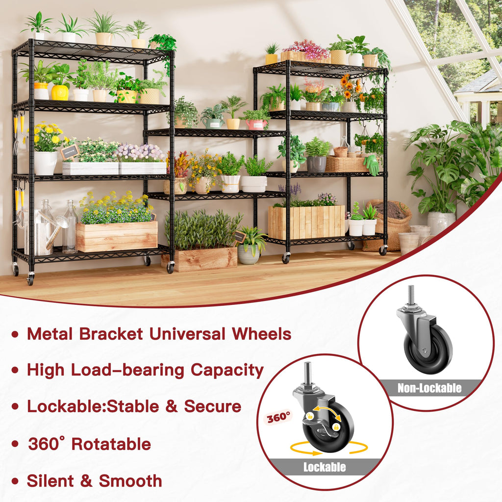 36"W x 16"D x 79"H 5-tier Metal Wire Shelving with Wheels A4631
