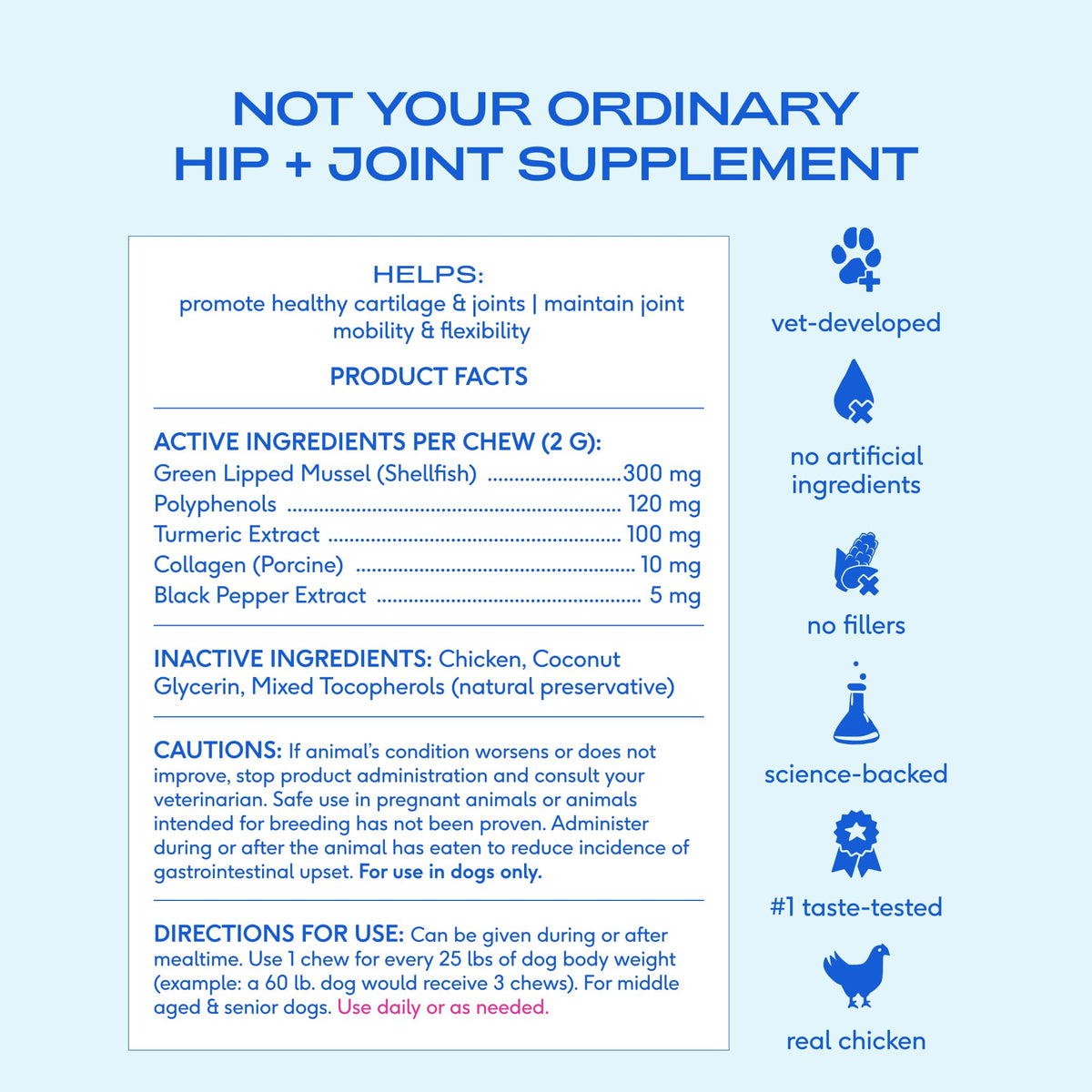 Green-Lipped Mussel Turmeric Collagen Hip and Joint Supplement for Dogs 120 Chews G867827