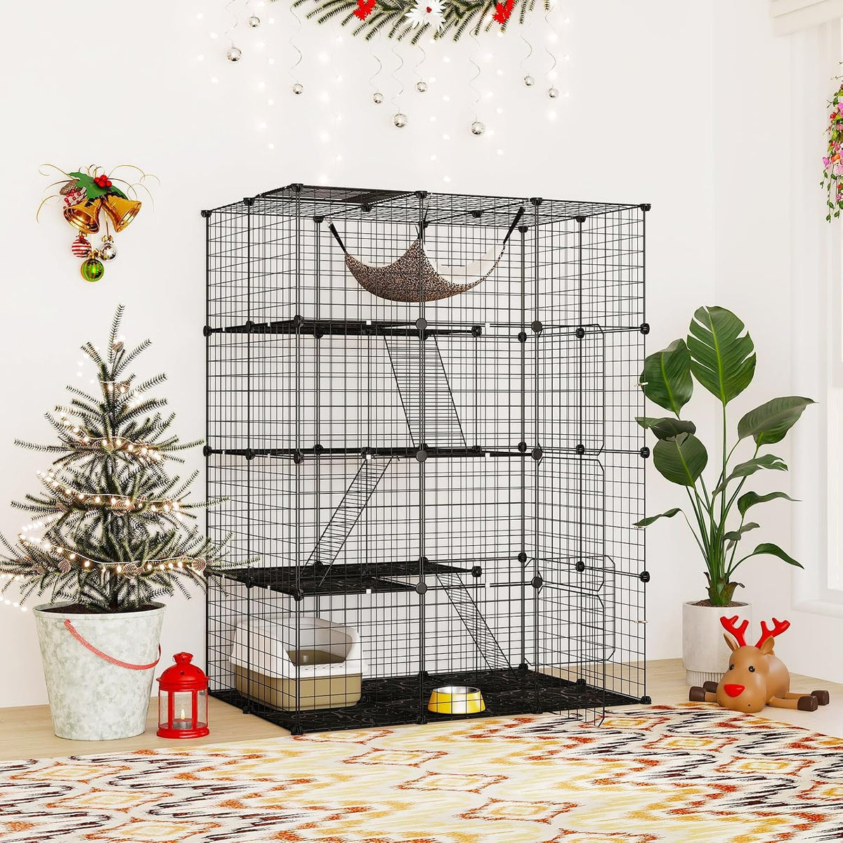 Large 4-Tier Metal Wire Cat Cage W752